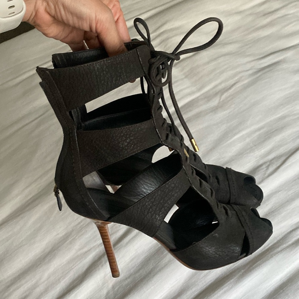100% Authentic Used Louis Vuitton cut-out ankle heels